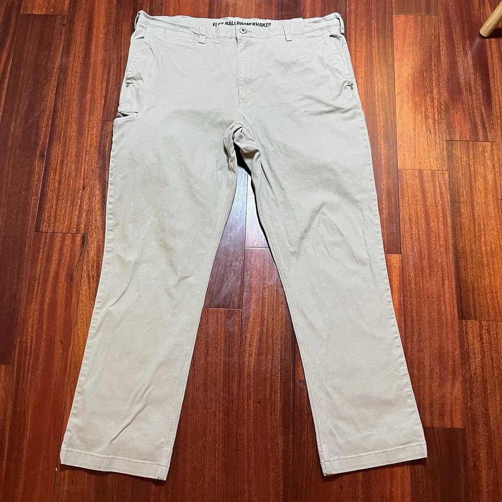 Duluth Trading Co Pants Men 42x34 Flex Ballroom Khakis Relaxed Fit Workwear READ